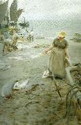 Anders Zorn fiskmarknad i st. ives painting